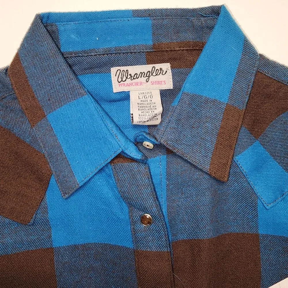 NWT Wrangler Wrancher Women's Plaid Button Up Flannel Shirt Sz L - Picture 5 of 7